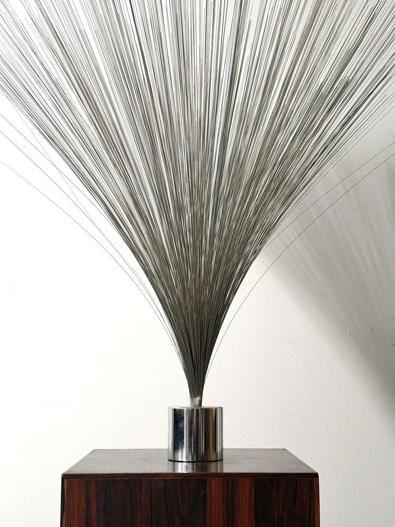 vintage mid century modern kinetic wire spray sculpture chrome abstract sculpture harry bertoia sound sculpture bertoia sculpture minimalist chrome rare unique sculpture original authentic