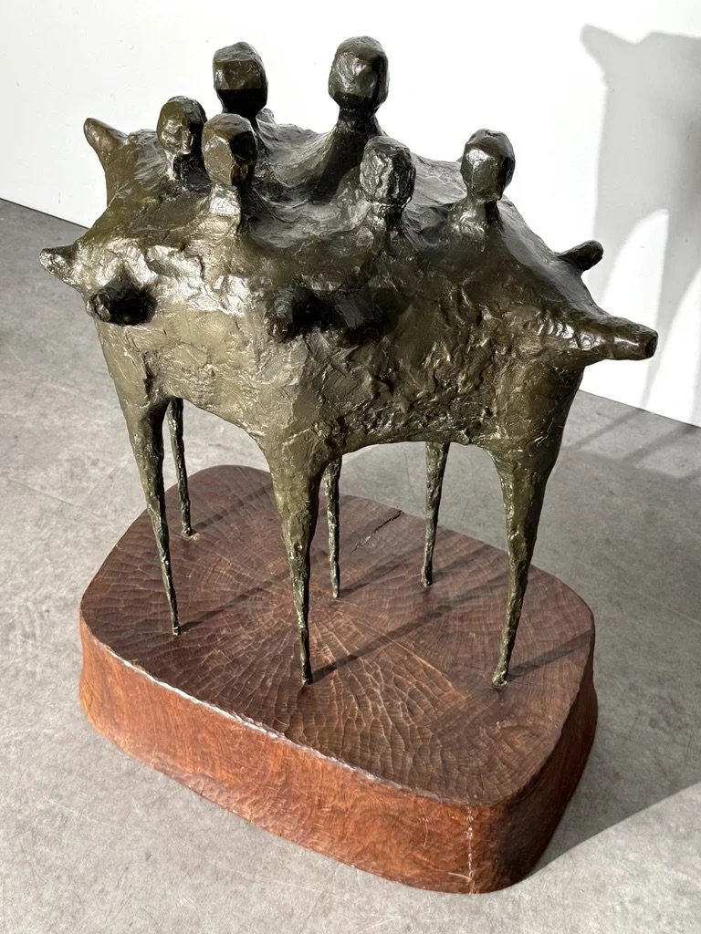 vintage mid century modernist bronze sculpture large brutalist bronze figurative sculpture lynn chadwick cranbrook detroit artist unique large bronze floor sculpture