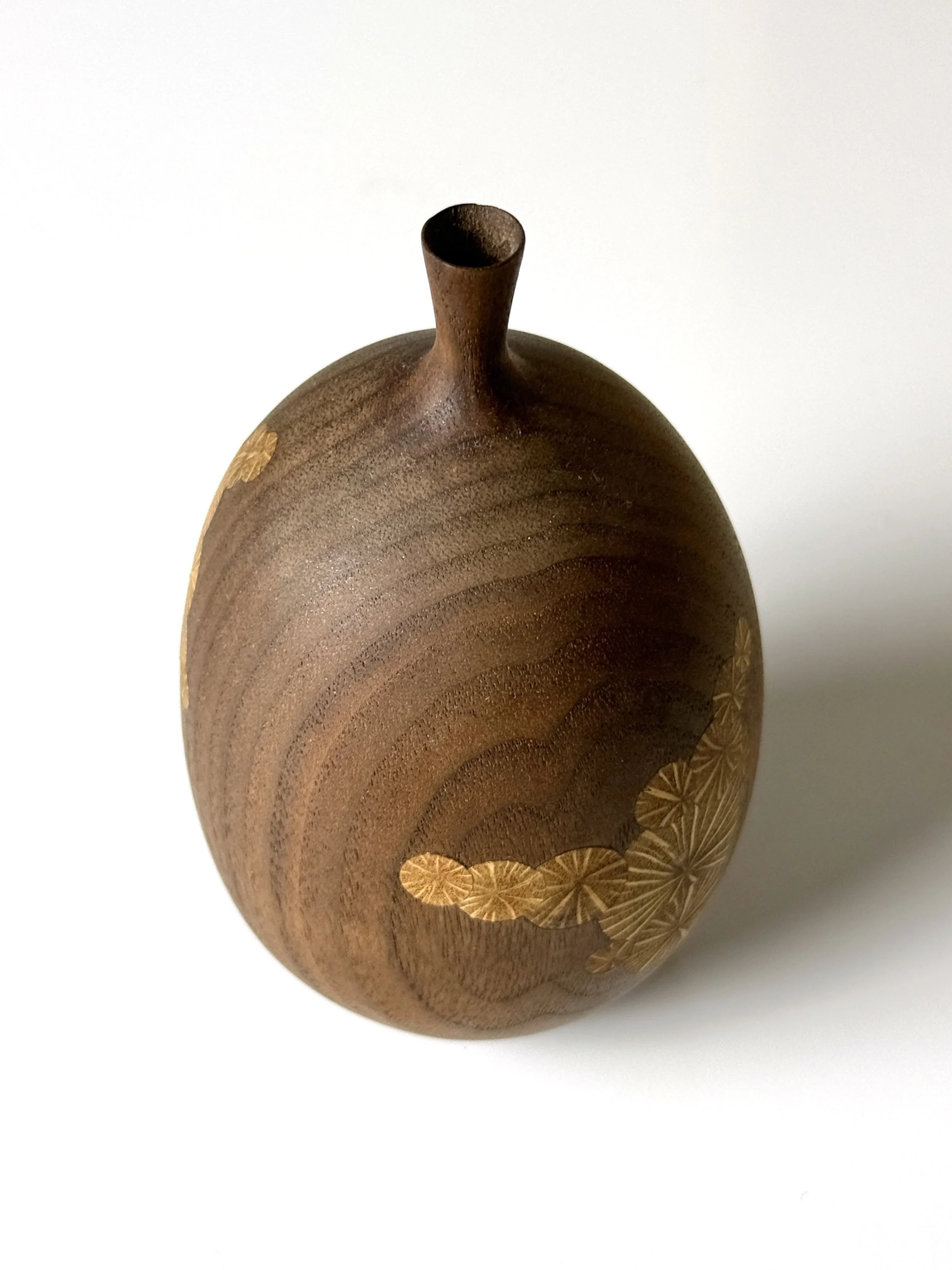 vintage mid century modern detroit michigan roger sloan walnut teak bud vase weed pot weed vase weedpot sculpture unique rare wood vase