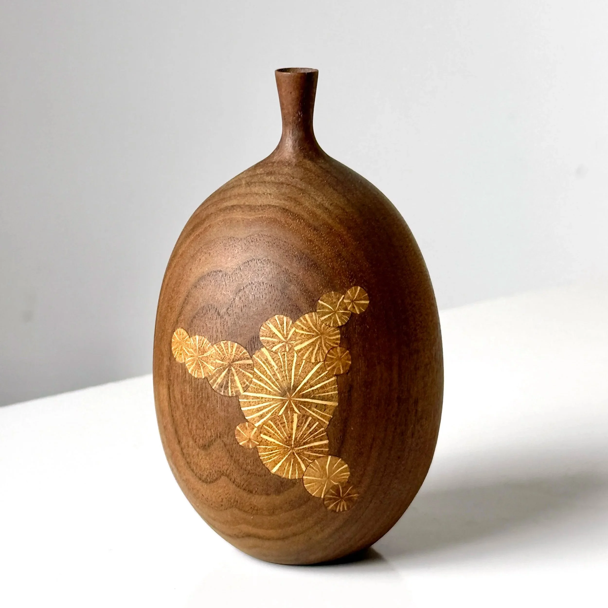 vintage mid century modern detroit michigan roger sloan walnut teak bud vase weed pot weed vase weedpot sculpture unique rare wood vase
