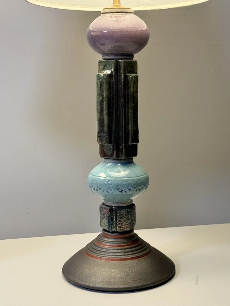 vintage ceramic table lamps studio pottery table lamps architectural postmodern glazed ceramic totem lamps art deco mission arts and crafts stacked ceramic unique table lamps