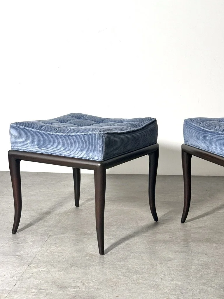 Pair of T.H. Robsjohn Gibbings Sabre Leg Stools for Widdicomb, 1950's