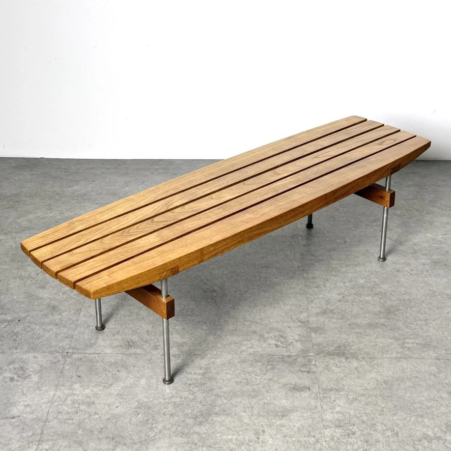 vintage mid century modern slat bench 1950s architectural bench george nelson slat bench herman miller minimalist slat bench