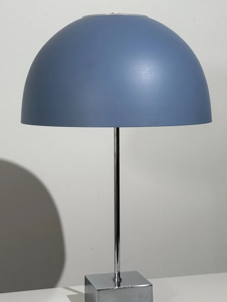 vintage mid century modern paul mayen mushroom dome shade table lamp modernist architectural 1970s sculptural metal lamp