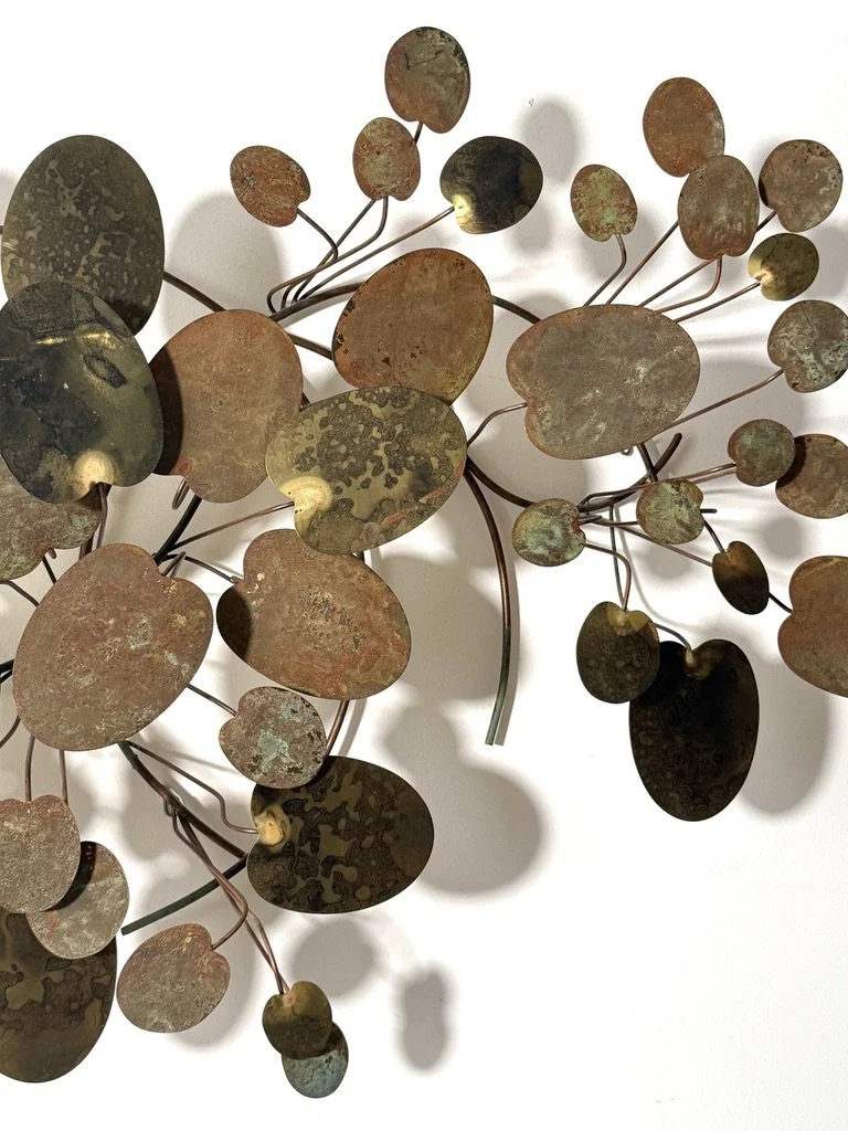 vintage mid century modern curtis jere brass abstract wall sculpture wall art raindrops lily pad organic abstract metal wall sculpture three dimensional metal wall hanging