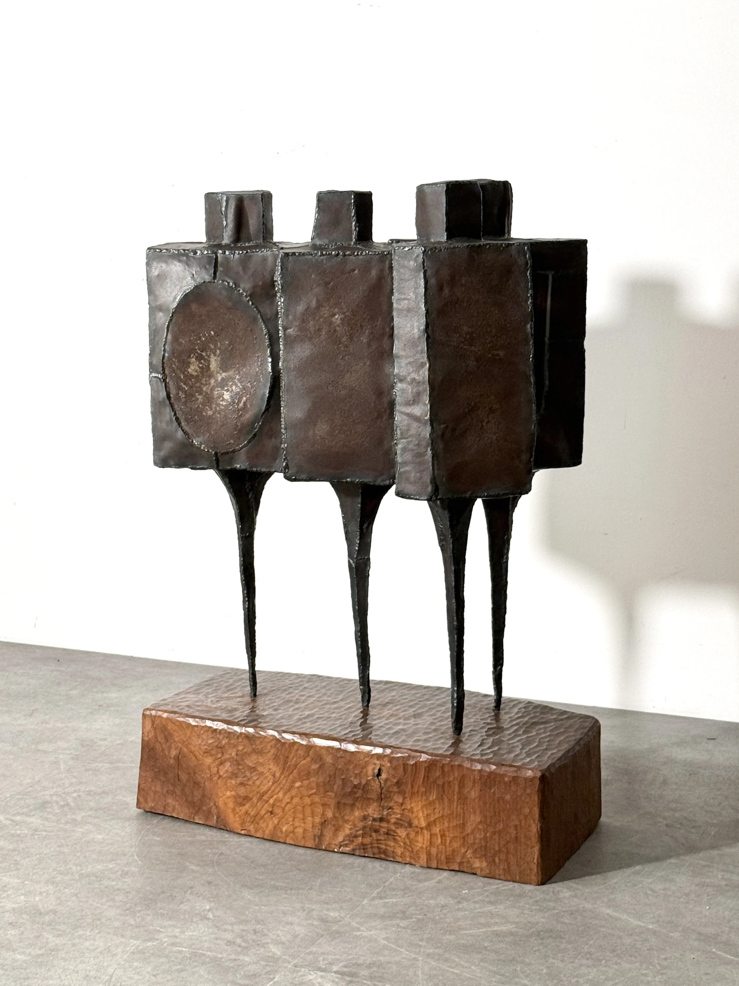 vintage mid century modern steel floor sculpture cranbrook artist lynn chadwick style welded steel figurative modernist sculpture unique brutalist large sculpture