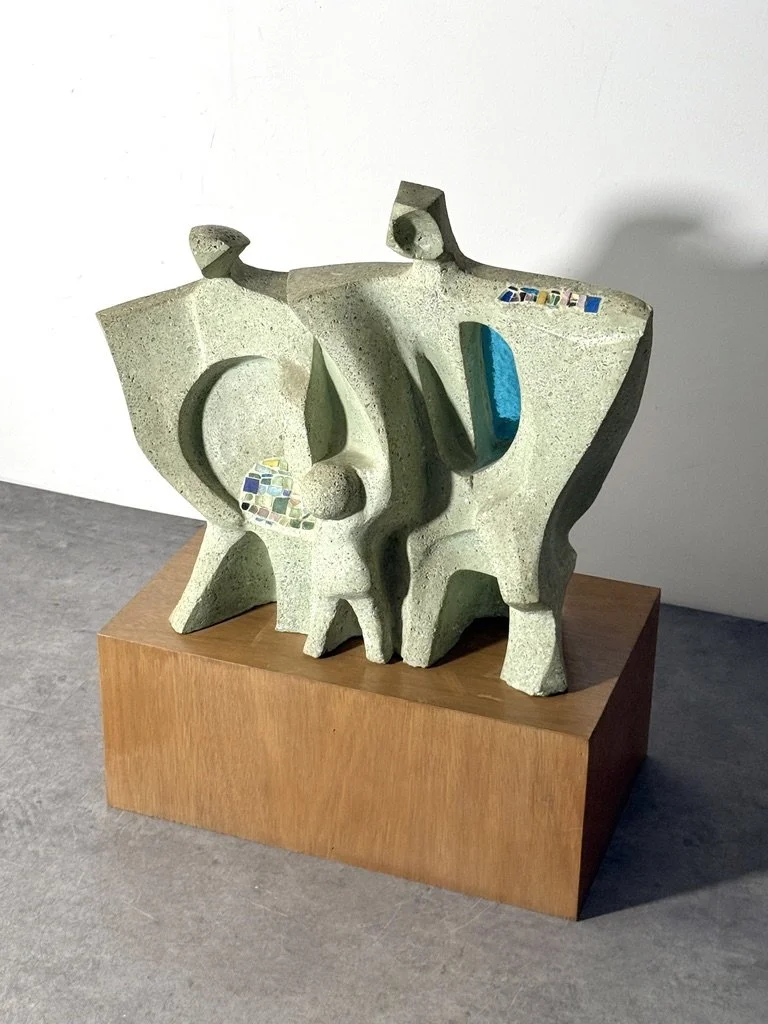 1940s mid century modern modernist carved stone monumental sculpture terrazzo and glass samuel cashwan samuel adolph cashwan modernism rare sculpture