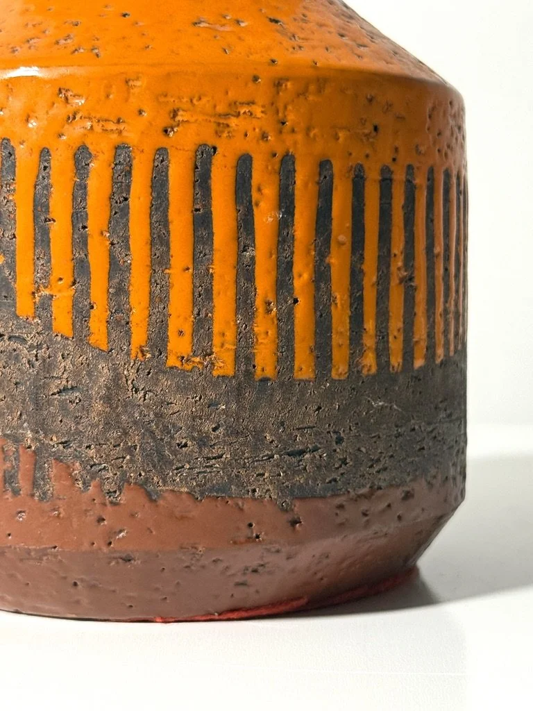 vintage mid century modern bitossi rare aldo londi vase orange glazed abstract ceramic pottery vase italy italian raymor 1950s