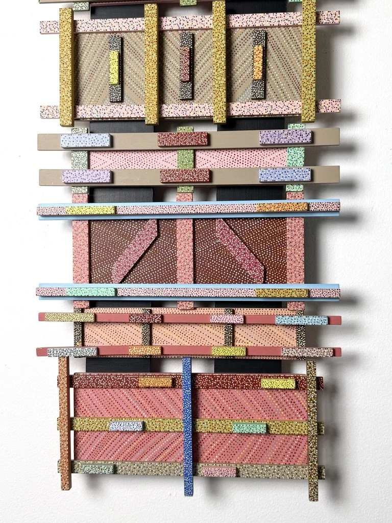 vintage mid century modern detroit michigan wall sculpture abstract wood painting geometric three dimensional wall art post modern memphis modern wall sculpture