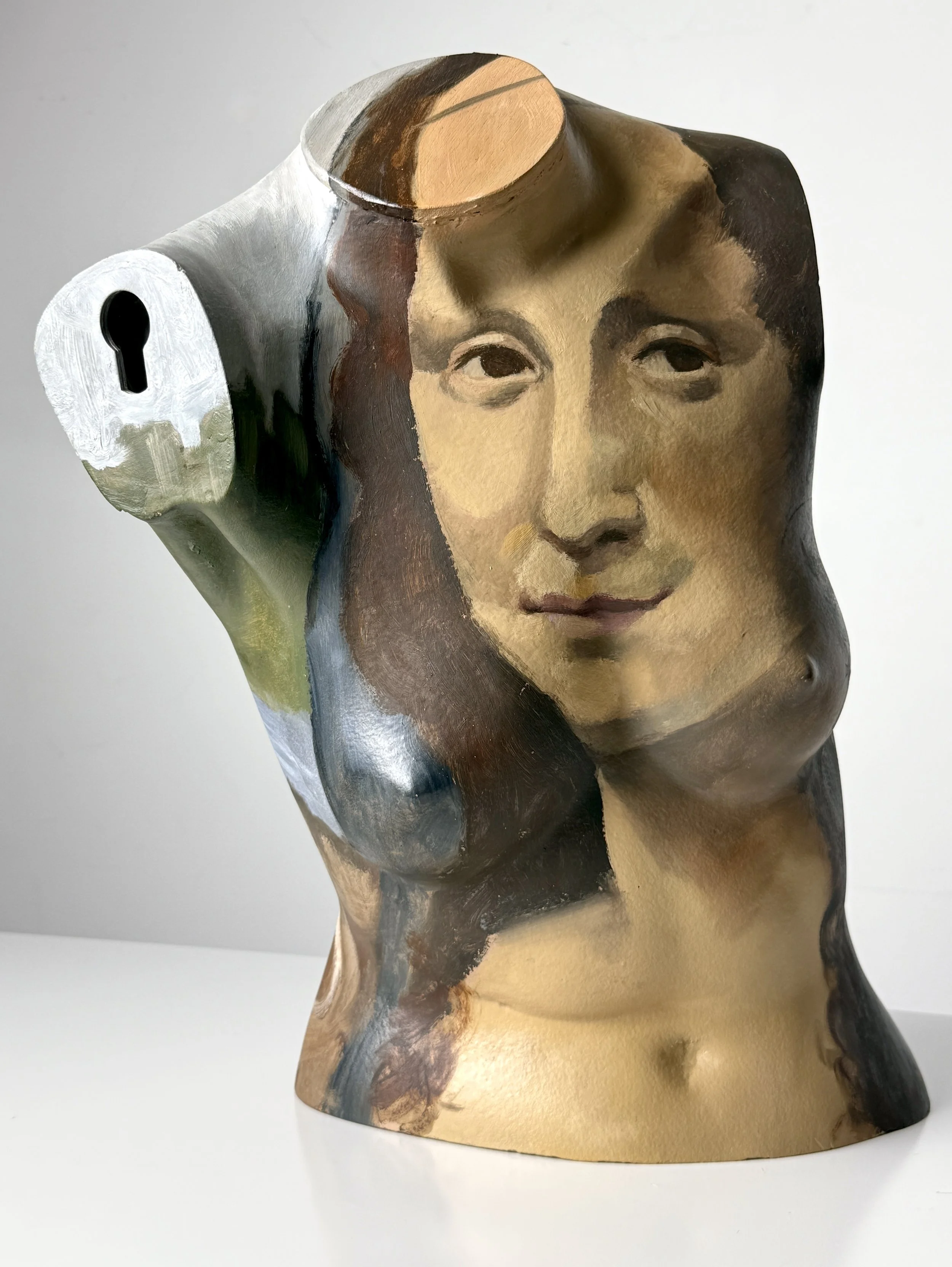 vintage mid century modern detroit michigan artist made painting vintage mannequin sculpture pop art nude sculpture mona lisa painting female torso sculpture