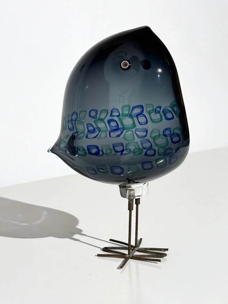 vintage mid century modern italian glass bird alessandro pianon pulcino pulcini vistosi bird sculpture blue rare pianon bird blown glass italy italian 1960s