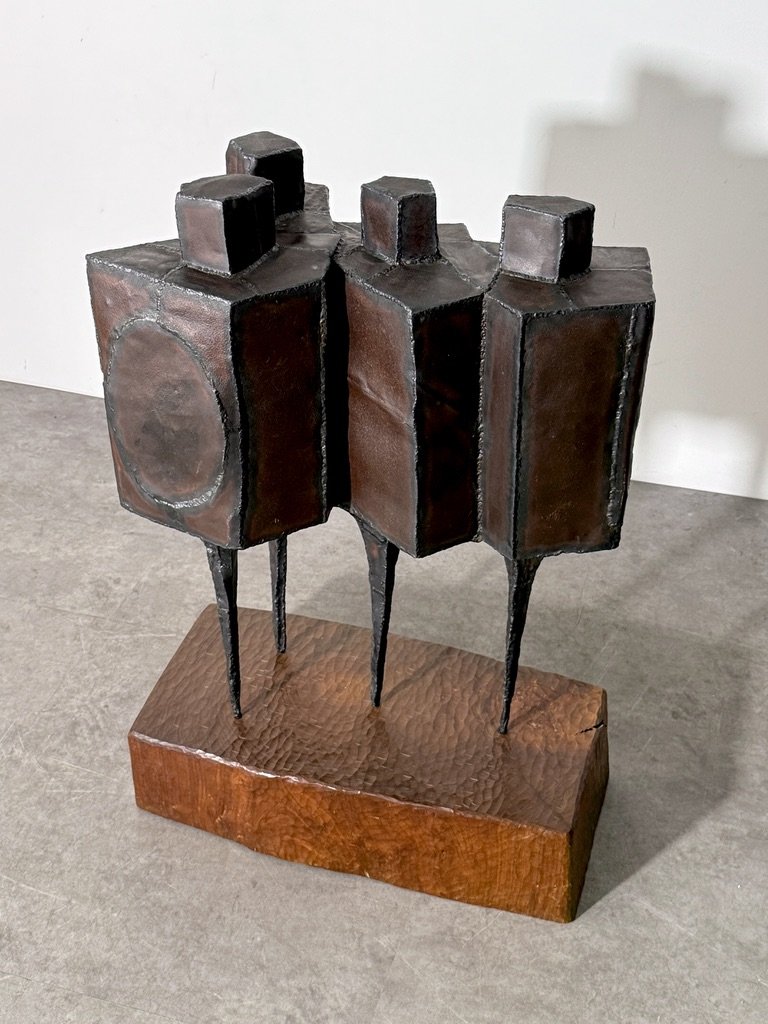 vintage mid century modern steel floor sculpture cranbrook artist lynn chadwick style welded steel figurative modernist sculpture unique brutalist large sculpture