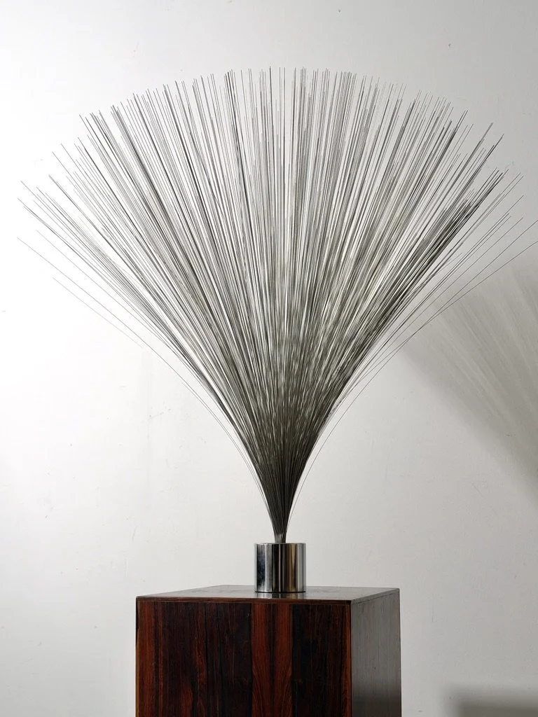 vintage mid century modern kinetic wire spray sculpture chrome abstract sculpture harry bertoia sound sculpture bertoia sculpture minimalist chrome rare unique sculpture original authentic