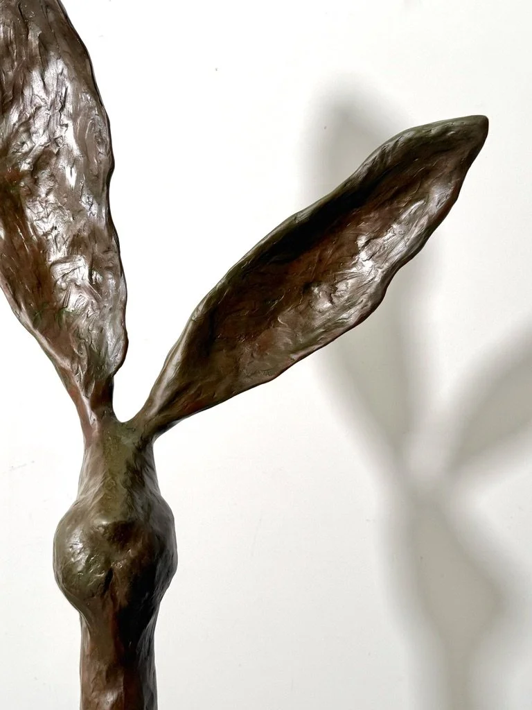 vintage mid century modern abstract bronze monumental sculpture indoor outdoor large tall rabbit bunny chauncey jim budish largest bronze surrealist modernist bronze tall sculpture solid bronze art