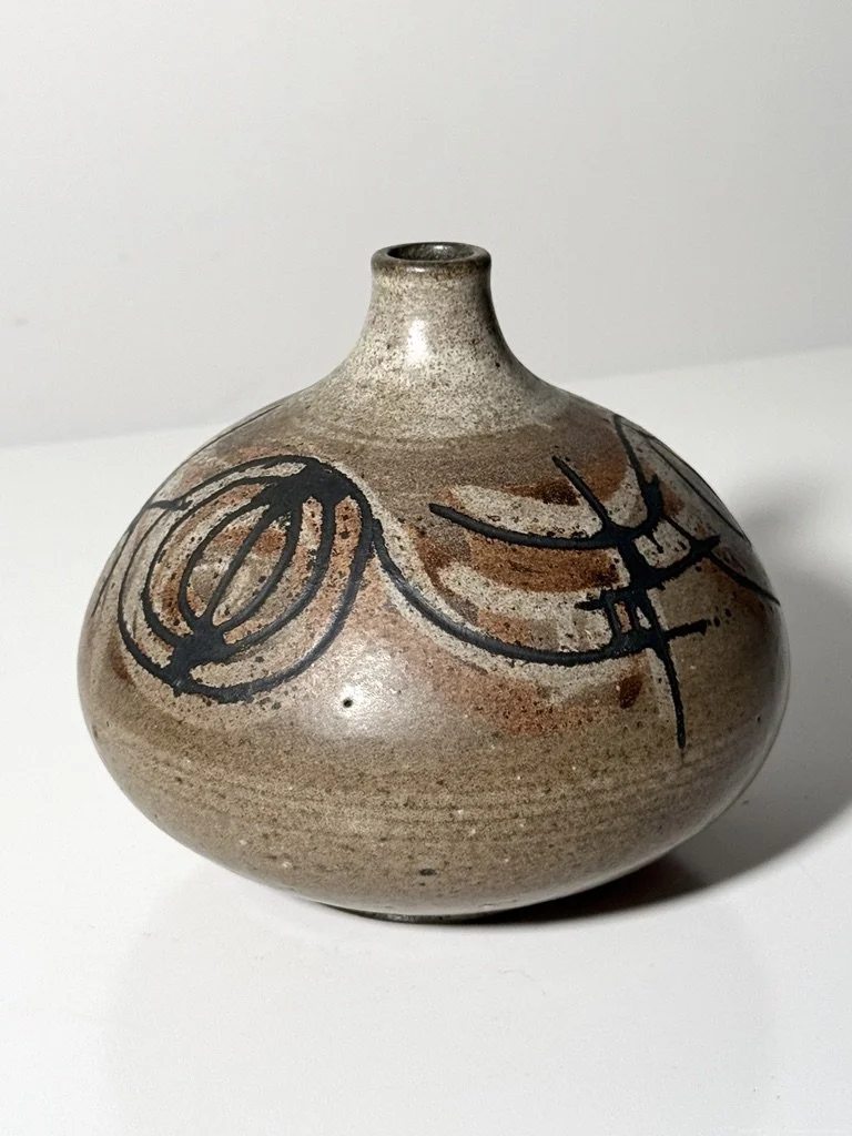 vintage mid century modernist studio pottery cranbrook ceramic clyde burt vase vessel unique rare pottery collectible ceramic cranbrook art