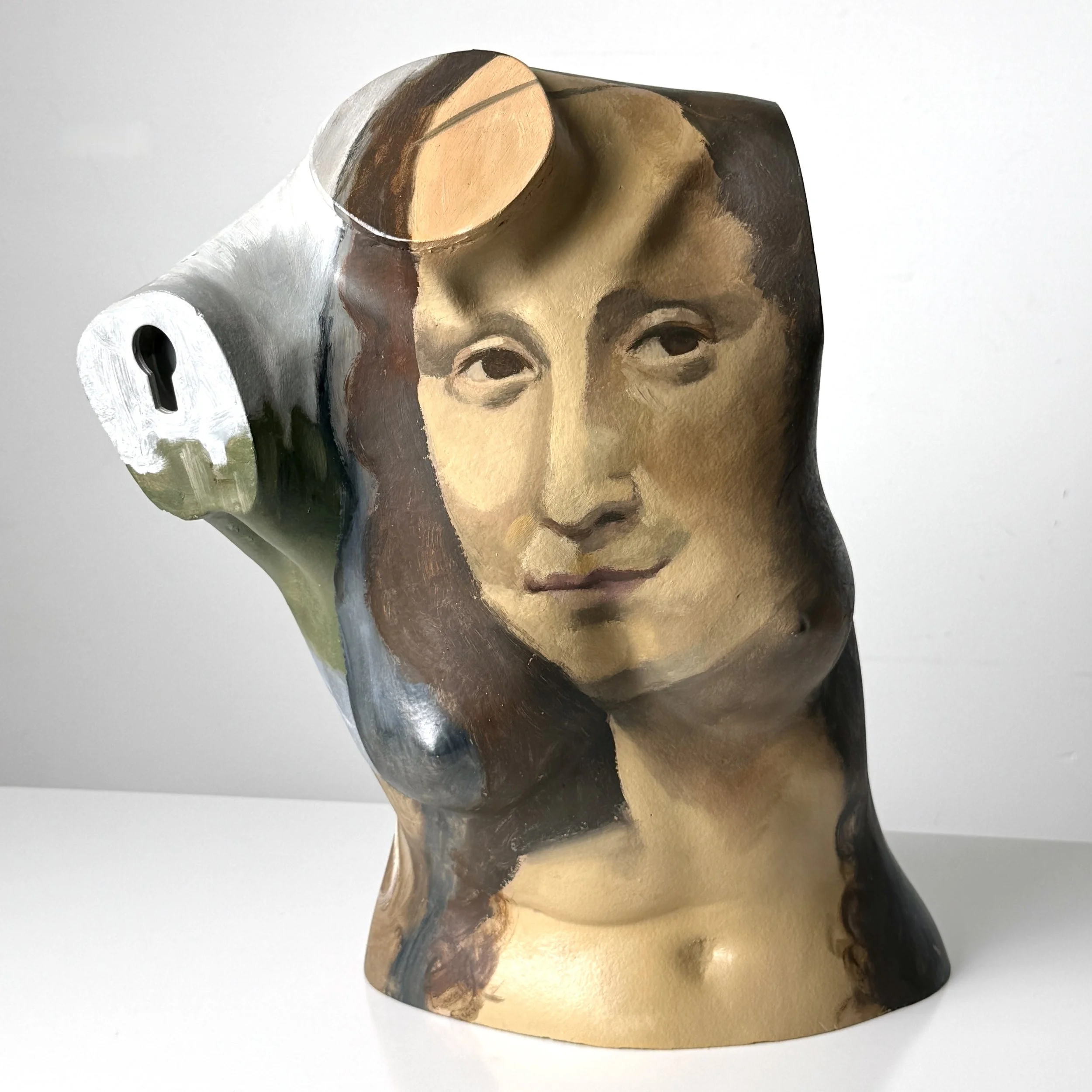 vintage mid century modern detroit michigan artist made painting vintage mannequin sculpture pop art nude sculpture mona lisa painting female torso sculpture