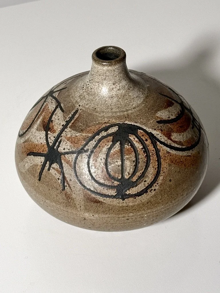 vintage mid century modernist studio pottery cranbrook ceramic clyde burt vase vessel unique rare pottery collectible ceramic cranbrook art