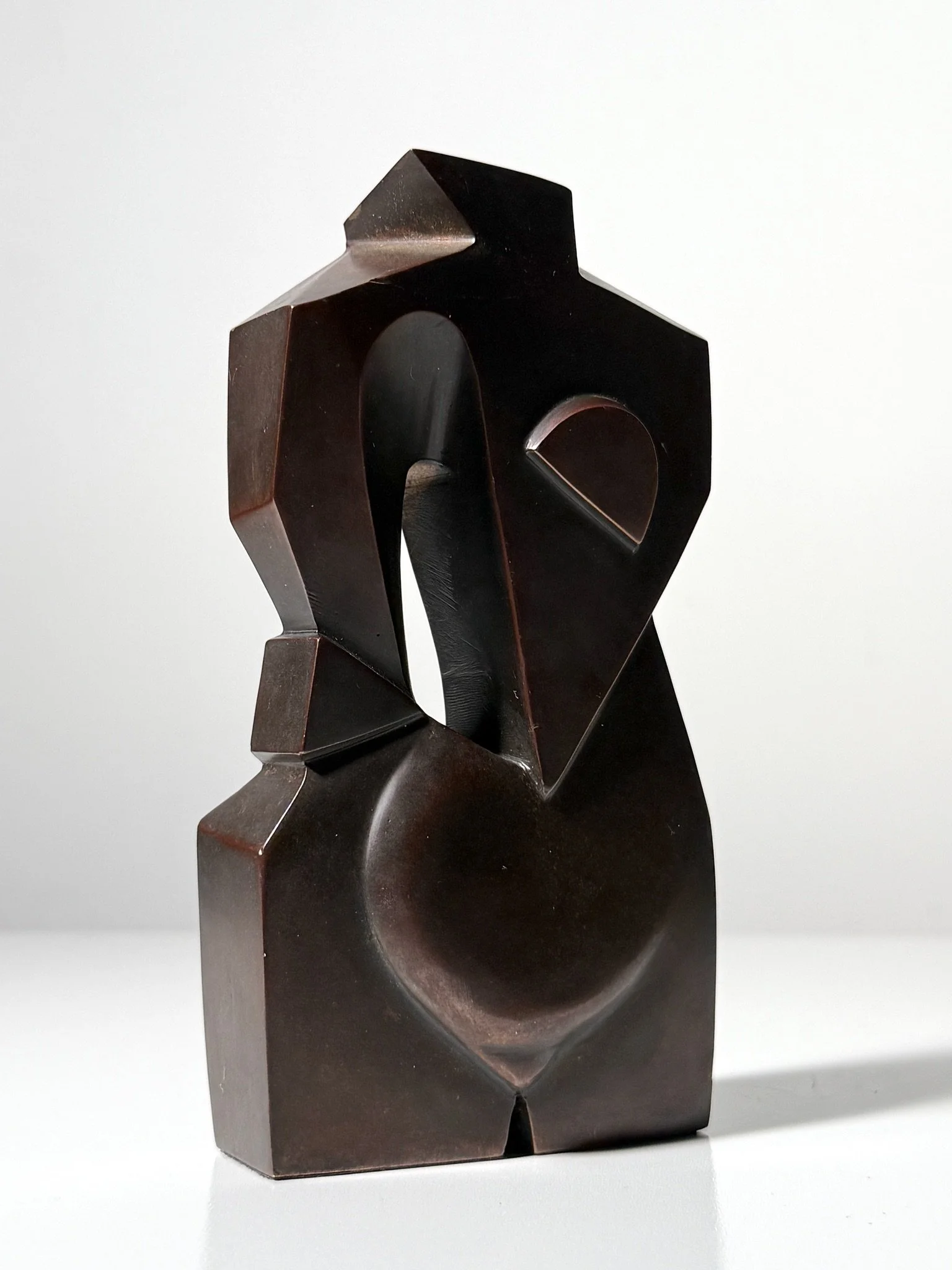 vintage mid century modern cubist picasso style bronze sculpture abstract modernist figural torso sculpture tabletop desktop architectural bronze figure art deco