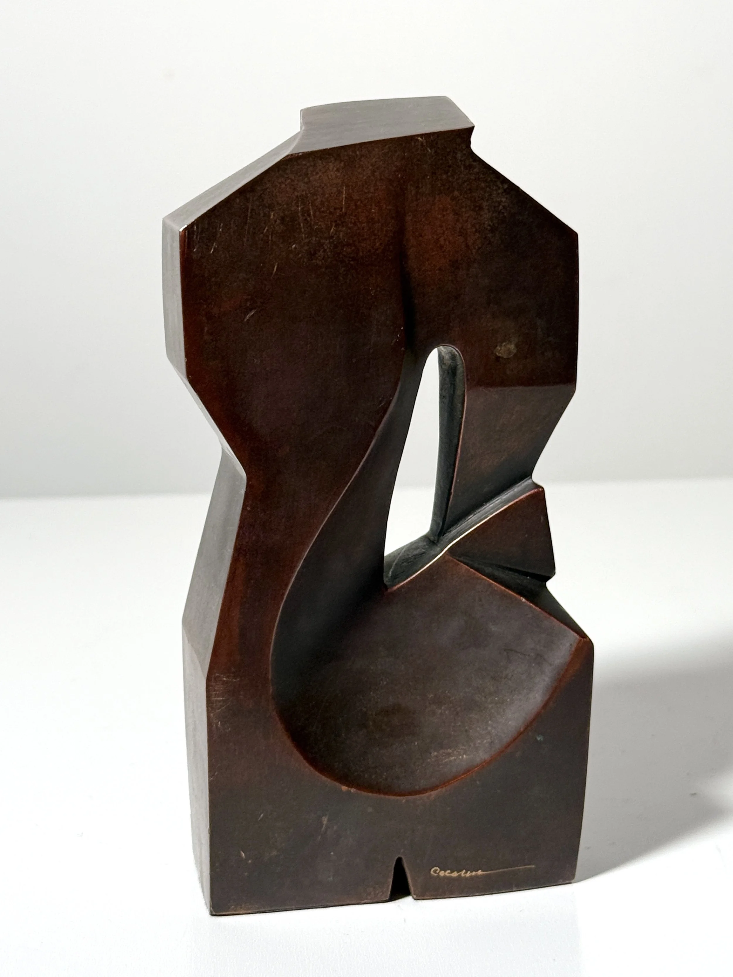 vintage mid century modern cubist picasso style bronze sculpture abstract modernist figural torso sculpture tabletop desktop architectural bronze figure art deco
