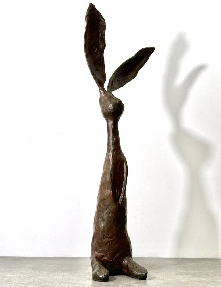 vintage mid century modern abstract bronze monumental sculpture indoor outdoor large tall rabbit bunny chauncey jim budish largest bronze surrealist modernist bronze tall sculpture solid bronze art