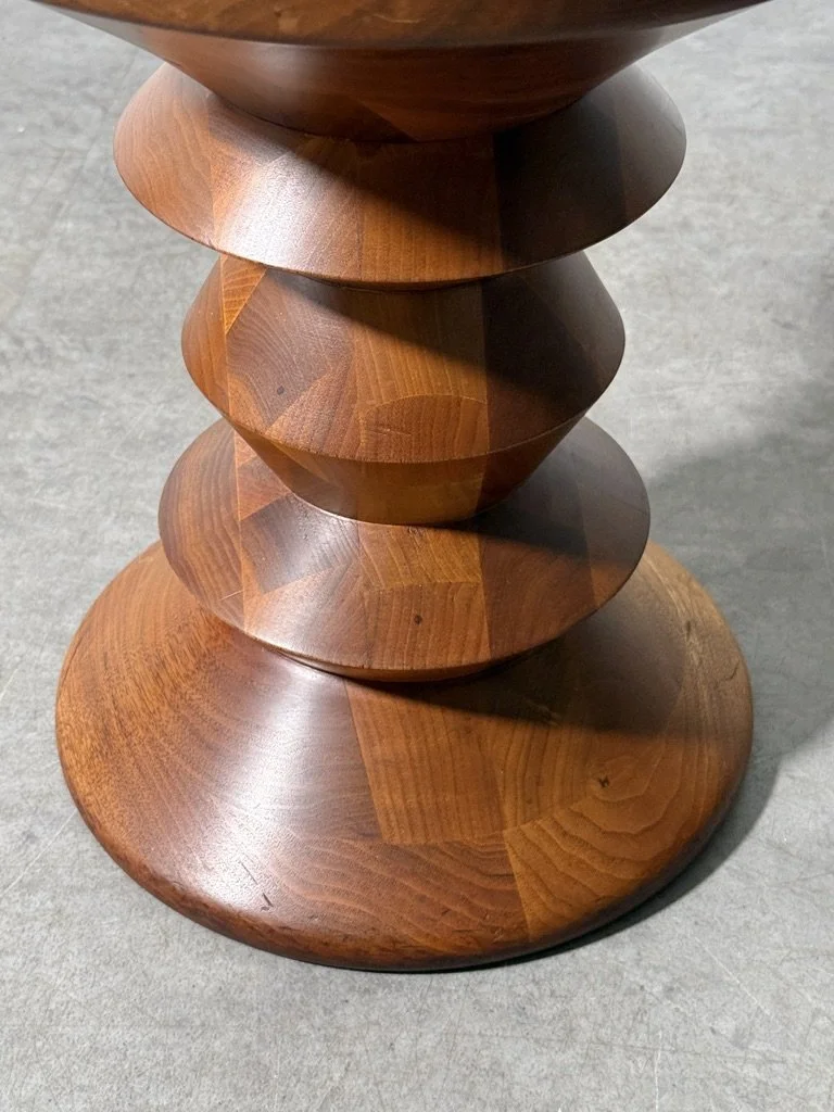 vintage mid century modern charles eames herman miller time life stool model C chess piece pawn stool side table end table walnut turned wood rare unique sculpture side table stool original