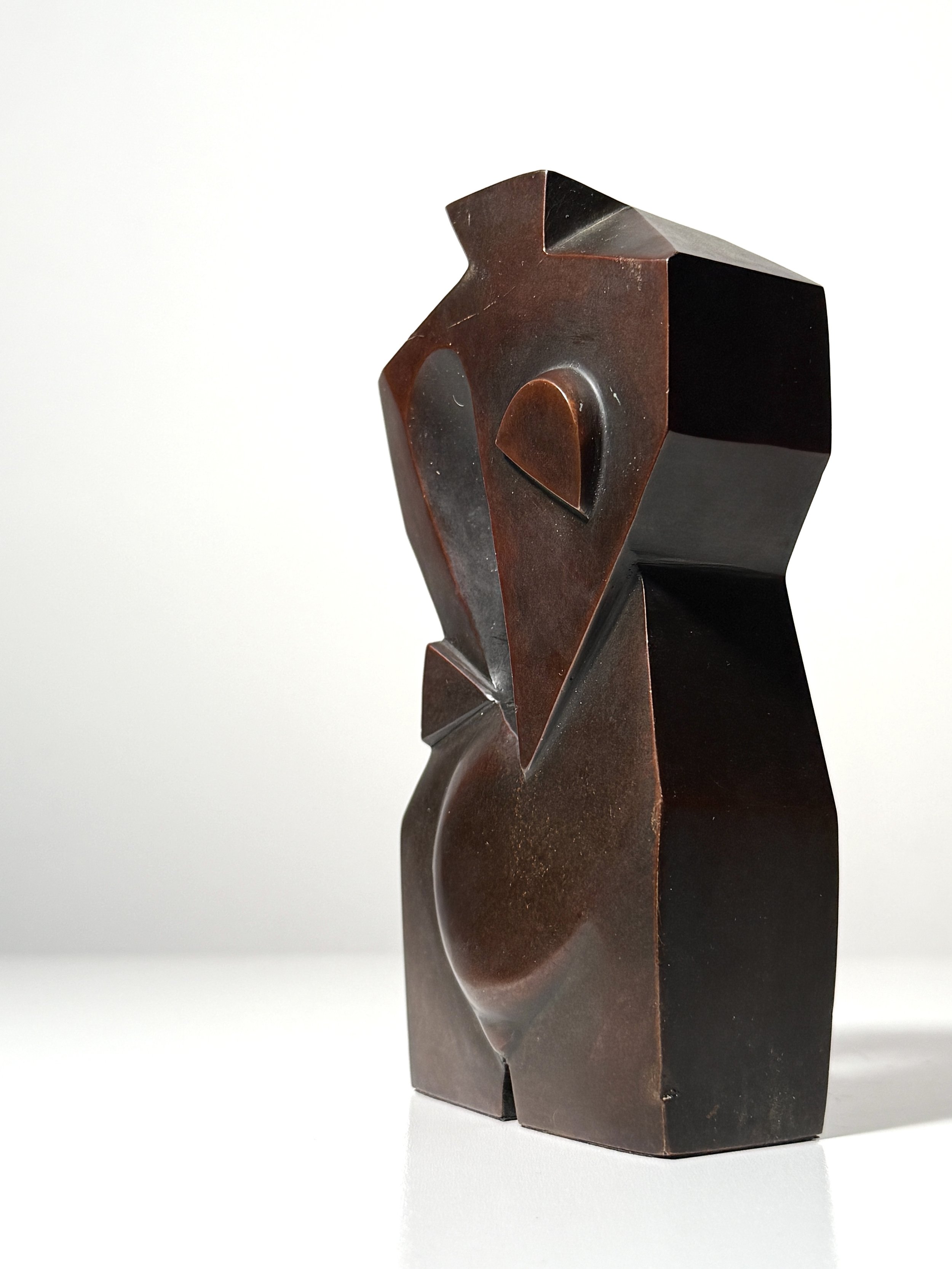 vintage mid century modern cubist picasso style bronze sculpture abstract modernist figural torso sculpture tabletop desktop architectural bronze figure art deco