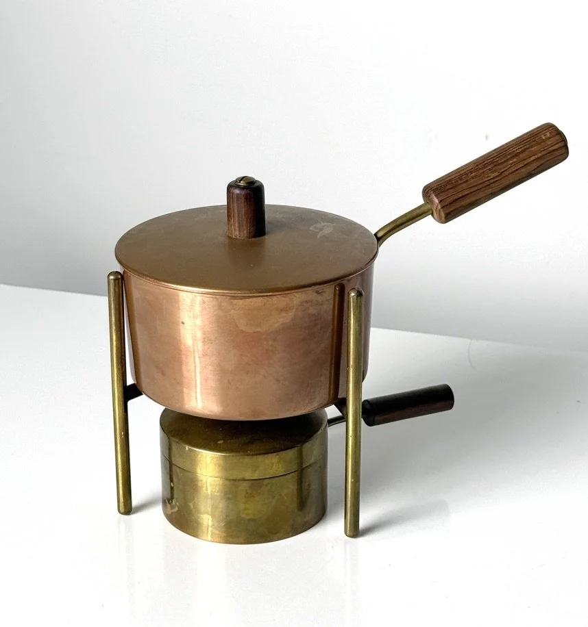 vintage mid century modern detroit michigan rare carl aubock werkstatte austria modernist copper brass bronze fondue decorative kitchen sculpture countertop accent antique 1950s