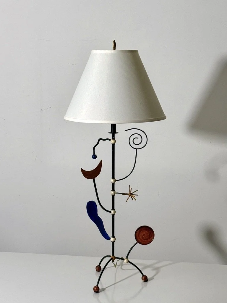 vintage mid century modern alexander calder french modernist table lamp jacques adnet joan miro articulated abstract multi color stabile lamp rare unique decorative lamp
