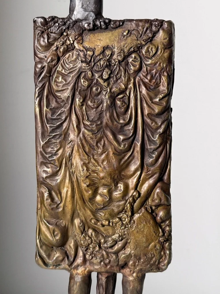 vintage mid century modern detroit michigan original bronze sculpture brutalist figure abstract sculpture bronze relief unique figural sculpture lynn chadwick