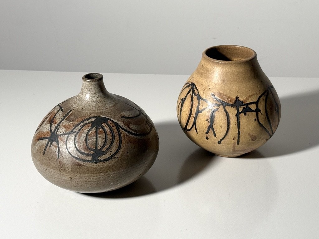 vintage mid century modernist studio pottery cranbrook ceramic clyde burt vase vessel unique rare pottery collectible ceramic cranbrook art