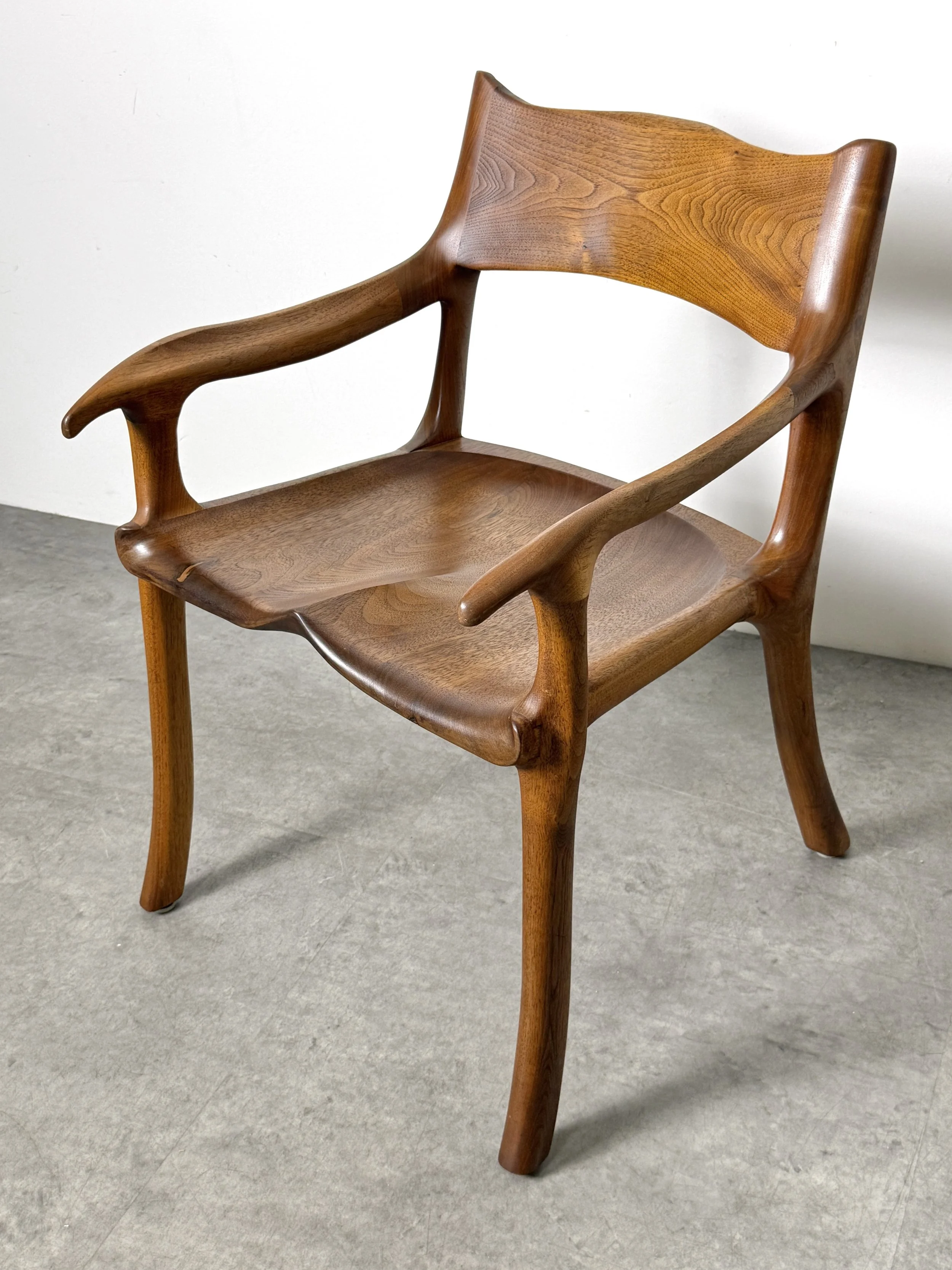 vintage mid century modern detroit michigan american studio craft sculpted walnut chair unique artist made chair sam maloof wendell castle