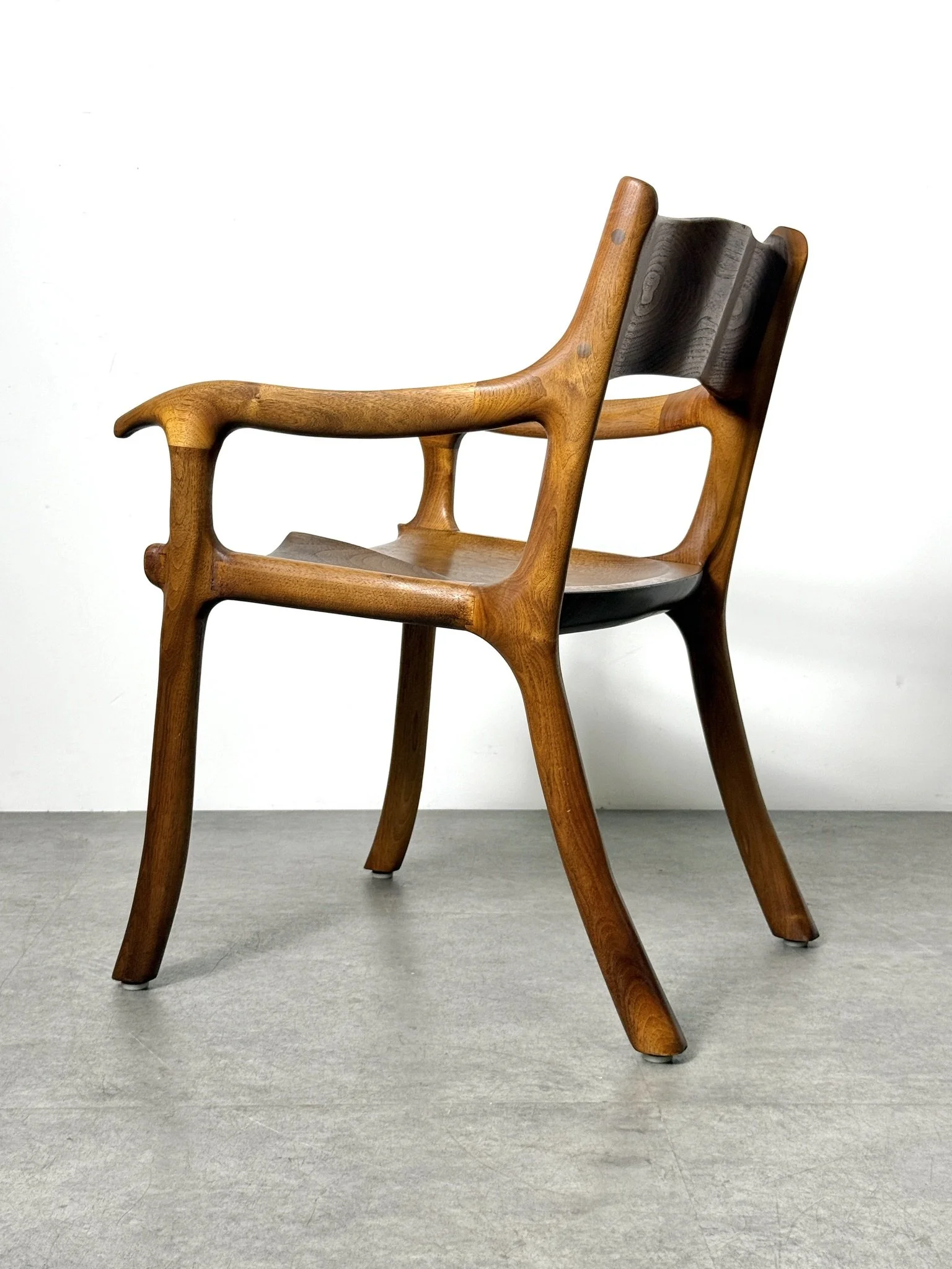 vintage mid century modern detroit michigan american studio craft sculpted walnut chair unique artist made chair sam maloof wendell castle