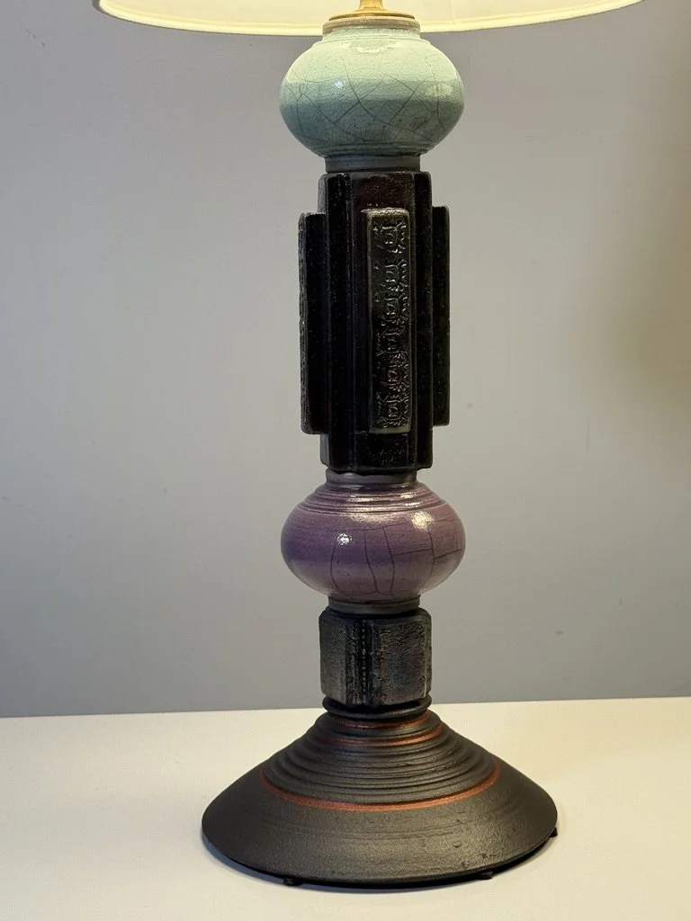 vintage ceramic table lamps studio pottery table lamps architectural postmodern glazed ceramic totem lamps art deco mission arts and crafts stacked ceramic unique table lamps