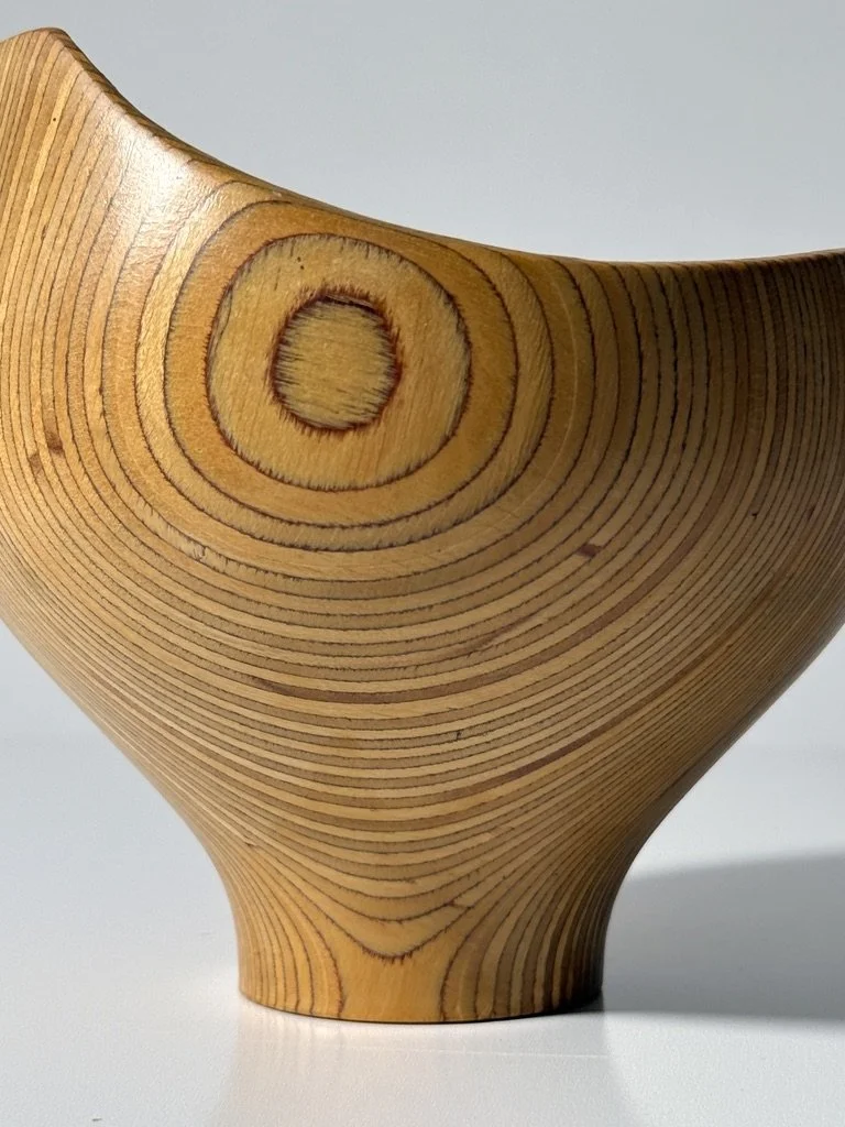 vintage sigend rude osolnik turned wood bowl vessel american studio craft laminated bowl american craft vessel rare unique form turned wood bowl bullseye