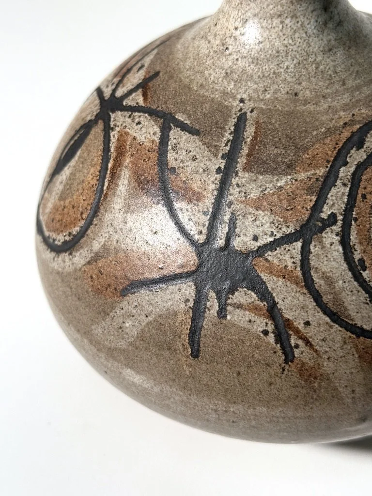 vintage mid century modernist studio pottery cranbrook ceramic clyde burt vase vessel unique rare pottery collectible ceramic cranbrook art