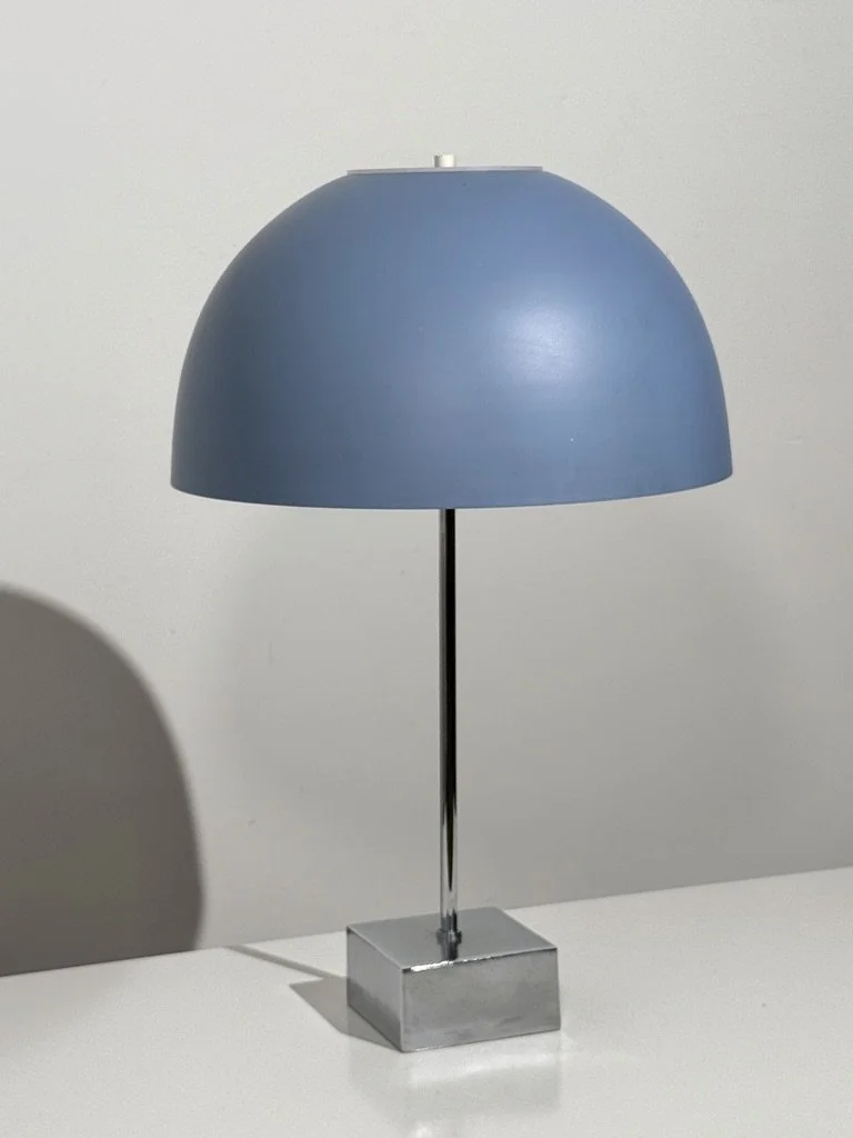 vintage mid century modern paul mayen mushroom dome shade table lamp modernist architectural 1970s sculptural metal lamp