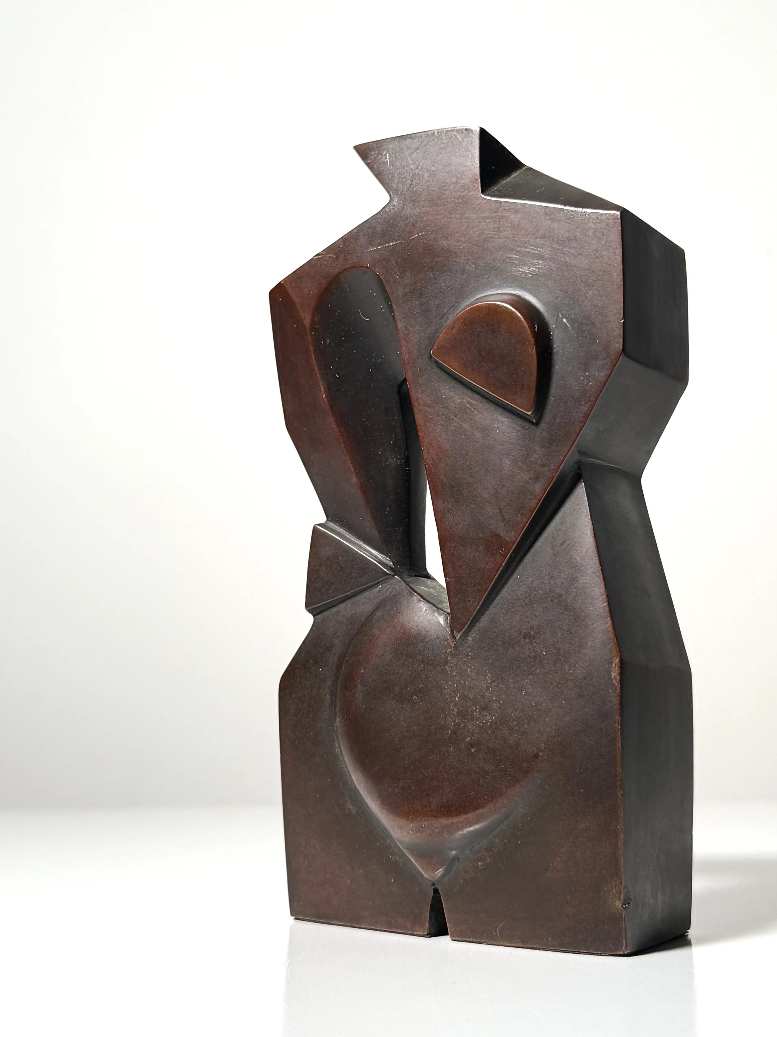 vintage mid century modern cubist picasso style bronze sculpture abstract modernist figural torso sculpture tabletop desktop architectural bronze figure art deco