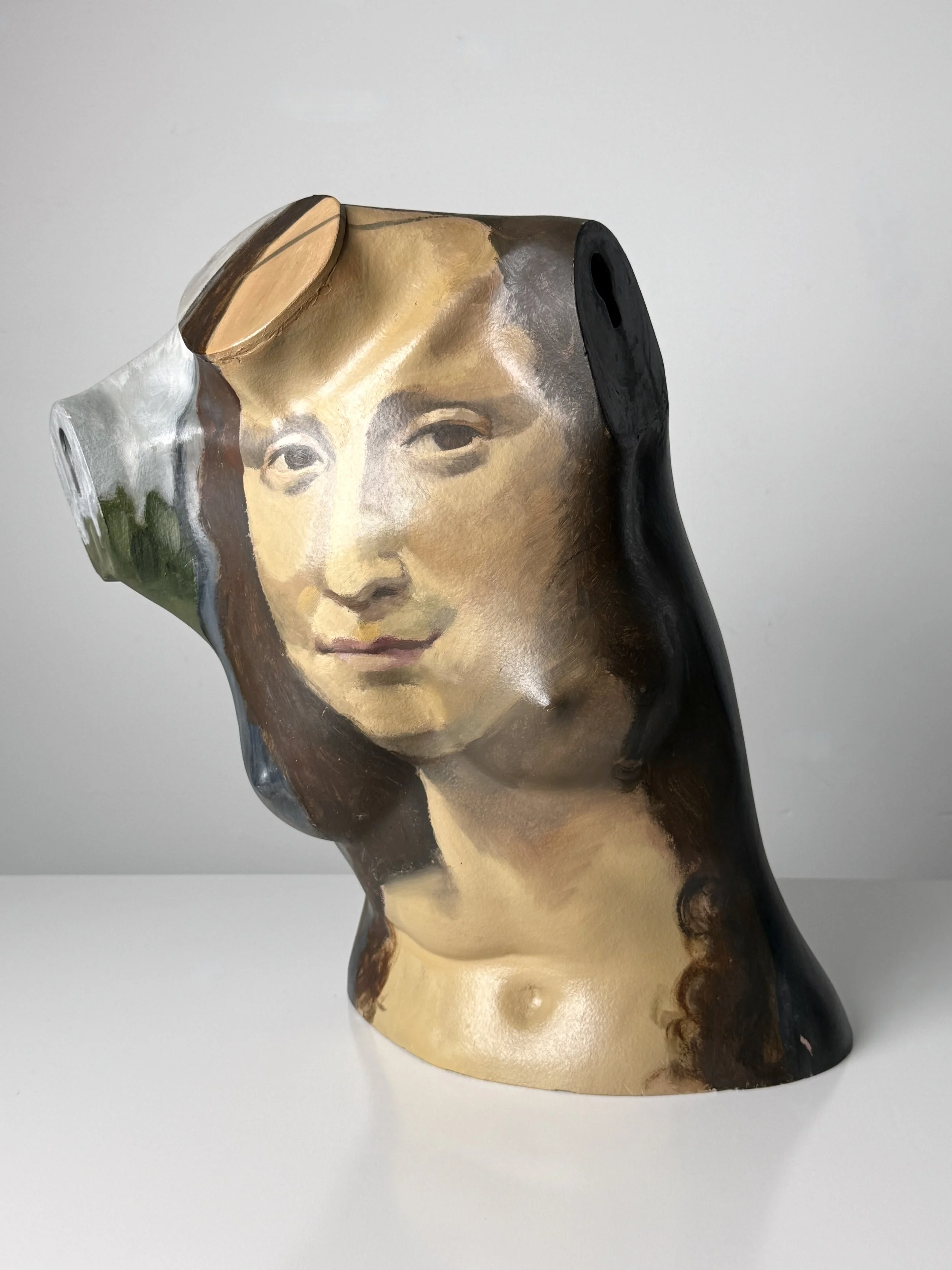 vintage mid century modern detroit michigan artist made painting vintage mannequin sculpture pop art nude sculpture mona lisa painting female torso sculpture