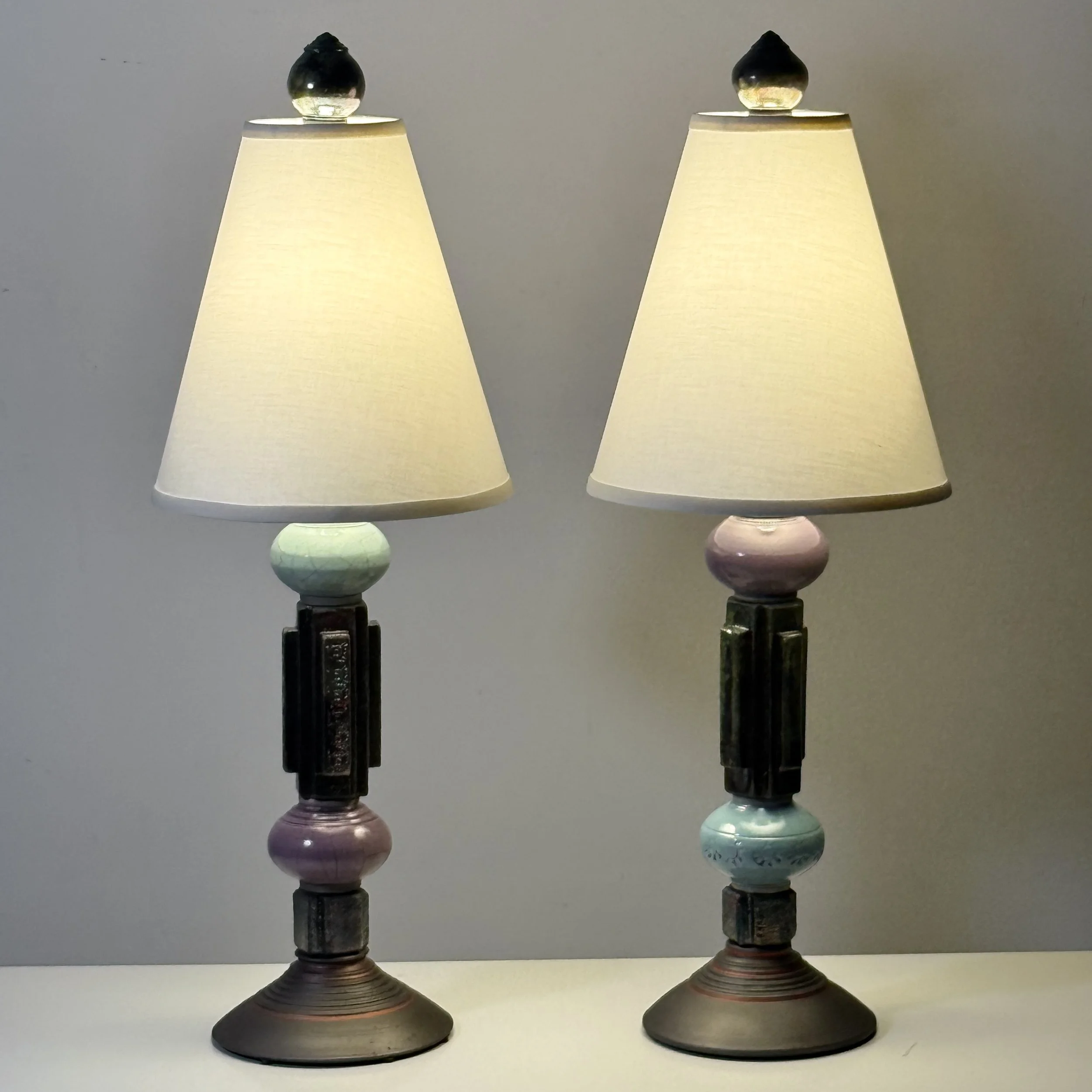 vintage ceramic table lamps studio pottery table lamps architectural postmodern glazed ceramic totem lamps art deco mission arts and crafts stacked ceramic unique table lamps