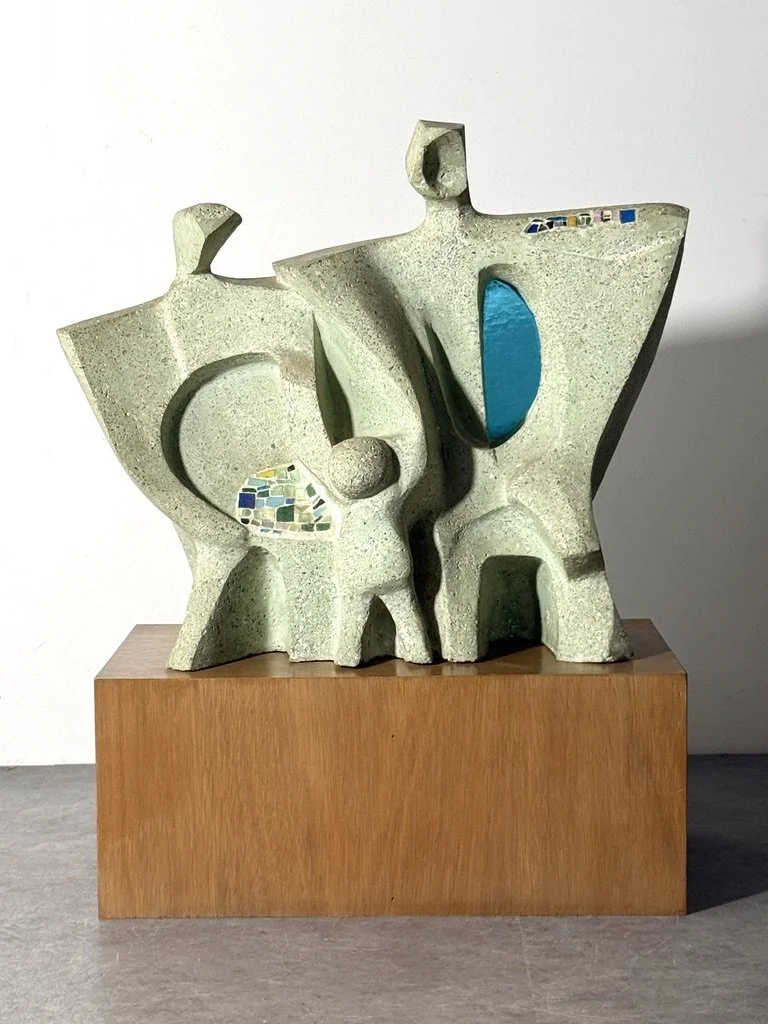 1940s mid century modern modernist carved stone monumental sculpture terrazzo and glass samuel cashwan samuel adolph cashwan modernism rare sculpture