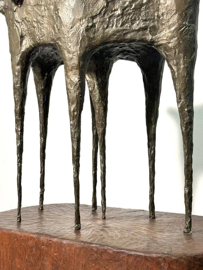 vintage mid century modernist bronze sculpture large brutalist bronze figurative sculpture lynn chadwick cranbrook detroit artist unique large bronze floor sculpture