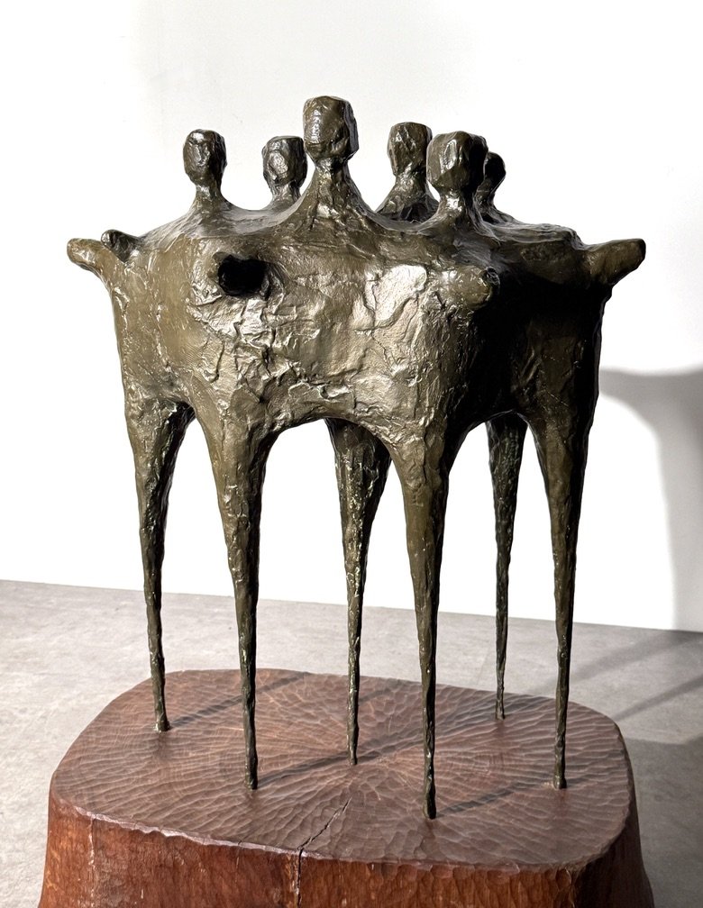 vintage mid century modernist bronze sculpture large brutalist bronze figurative sculpture lynn chadwick cranbrook detroit artist unique large bronze floor sculpture