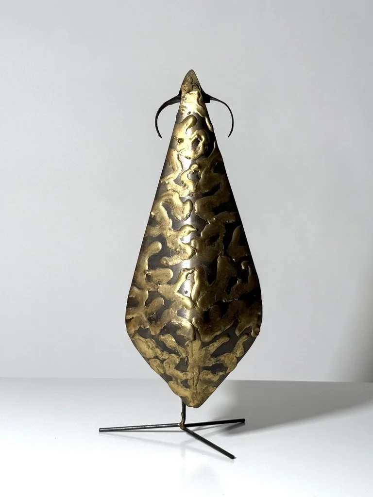vintage mid century modern brutalist brass metal owl sculpture rare unique mexican curtis jere owl abstract wire sculpture 1960s