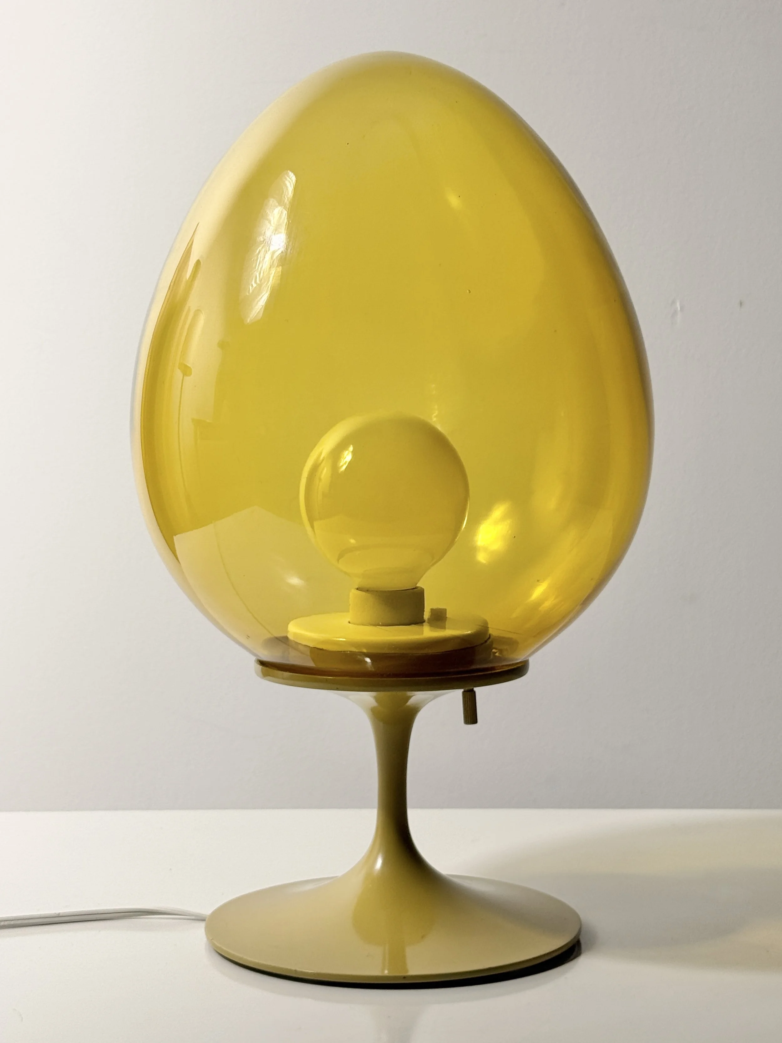 vintage mid century modern furniture detroit michigan bill curry tulip table lamp amber space age glass mushroom lamp egg shade globe rare unique mid century lamp