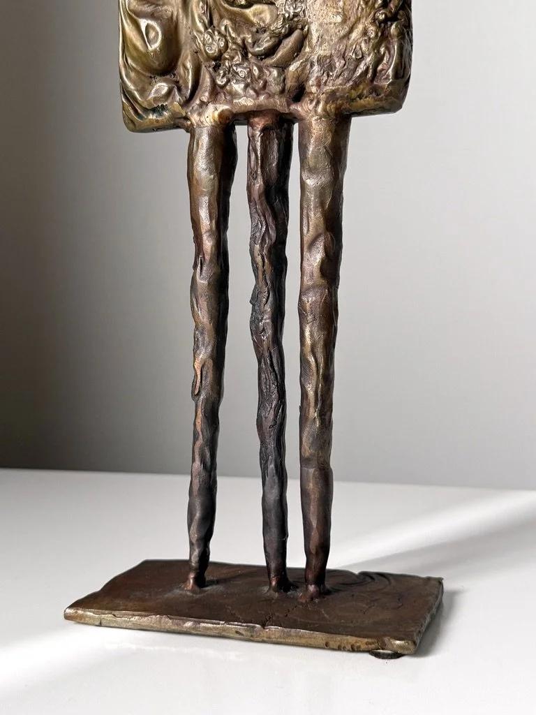 vintage mid century modern detroit michigan original bronze sculpture brutalist figure abstract sculpture bronze relief unique figural sculpture lynn chadwick