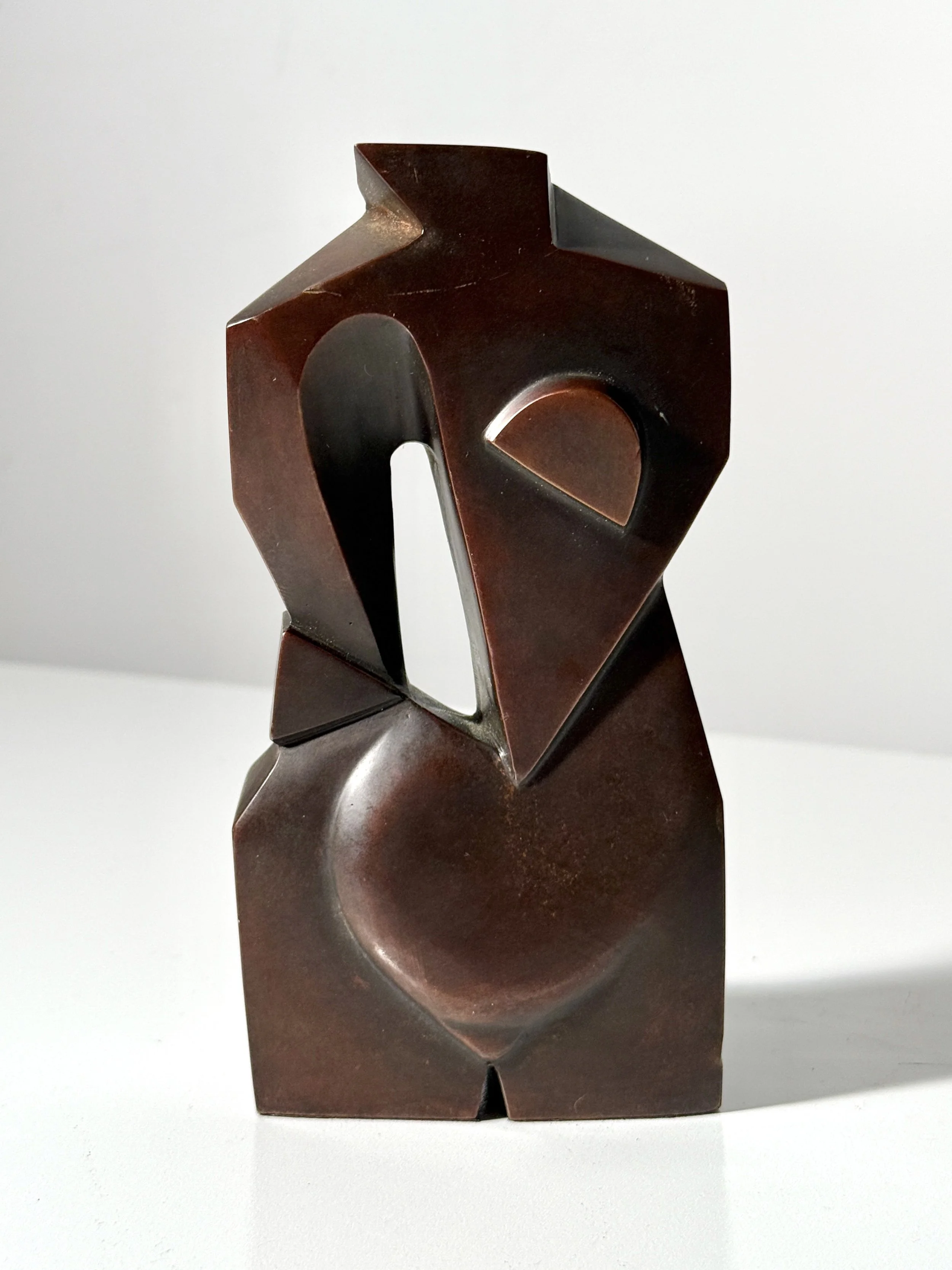 vintage mid century modern cubist picasso style bronze sculpture abstract modernist figural torso sculpture tabletop desktop architectural bronze figure art deco
