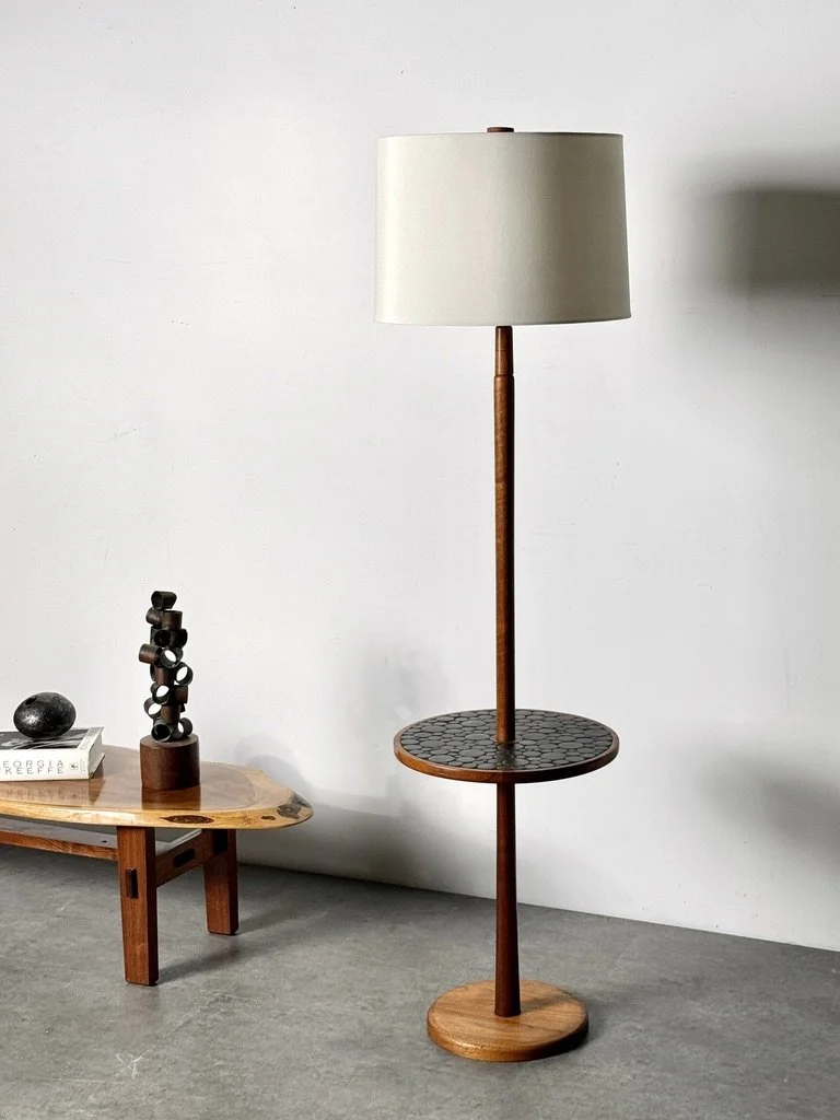 vintage mid century modern gordon and jane martz ceramic tile floor lamp with table reading lamp mosiac tile table floor lamp rare martz lamp black tile martz lamp marshall studios