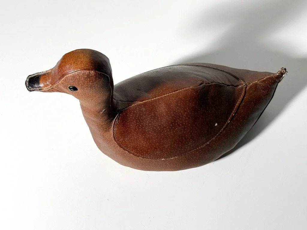 vintage mid century modern leather sculpture dimitri omersa abercrombie and fitch leather animal rare unique sculpture animal decor antique door stop
