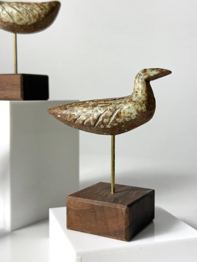 vintage mid century modern studio pottery bird sculptures richard peeler ceramic bird scandinavian decor original mid century modern pottery sculptures