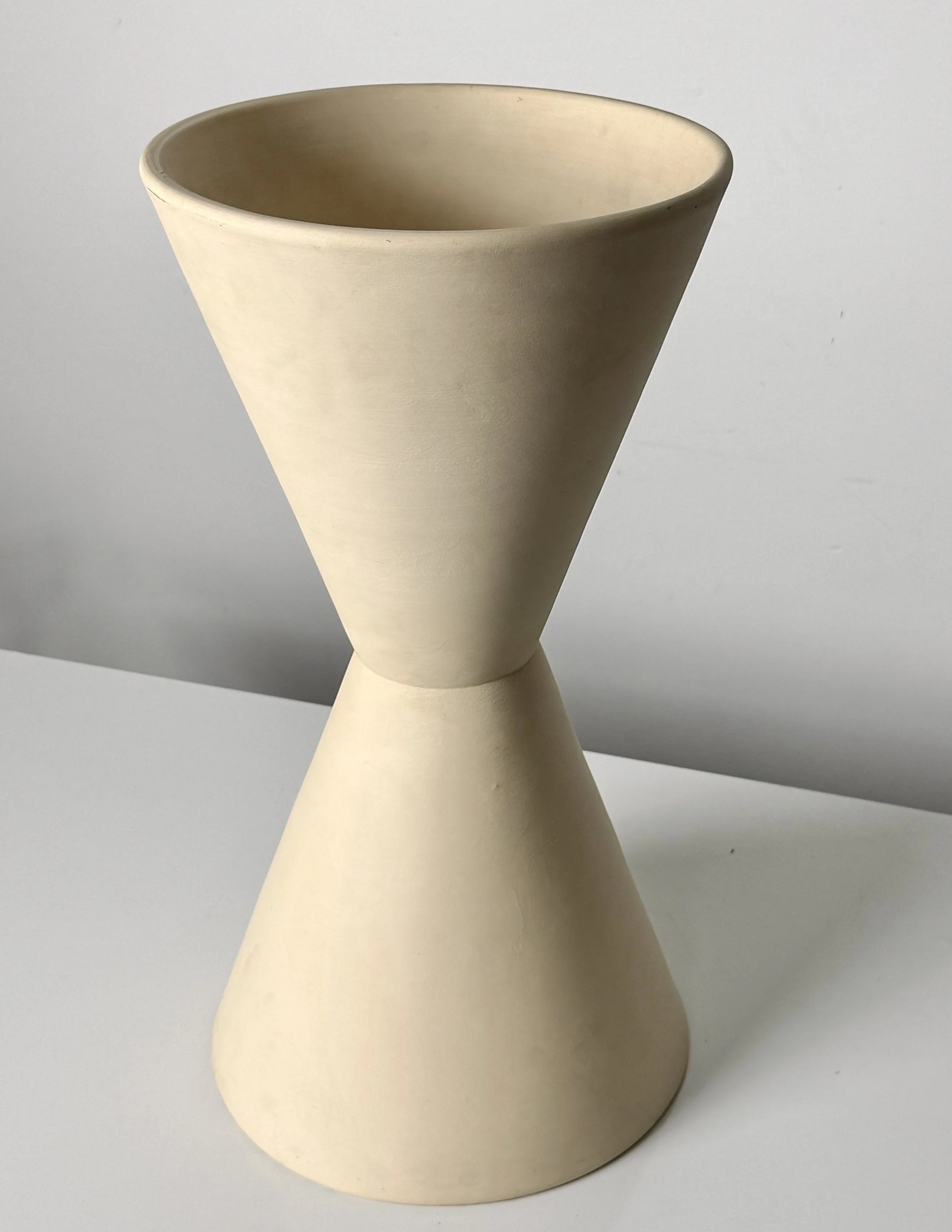 vintage mid century modern detroit michigan architectural pottery planter white bisque cone planter tackett planter la gardo tackett california 1950s authentic original AP pottery